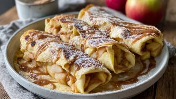 Apfelkuchen Tortilla Wickel mit Brauner Zimtbutter