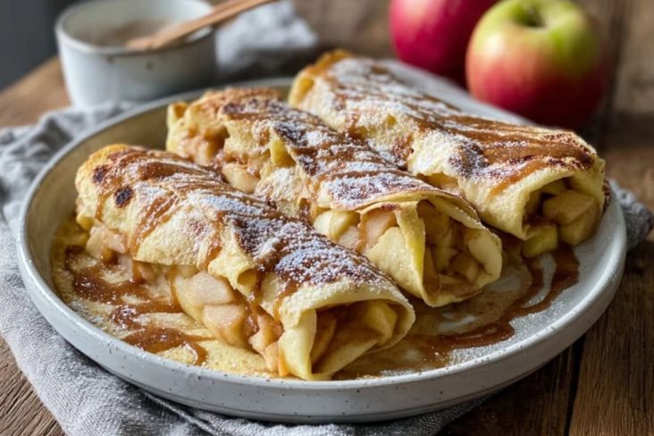 Apfelkuchen Tortilla Wickel mit Brauner Zimtbutter