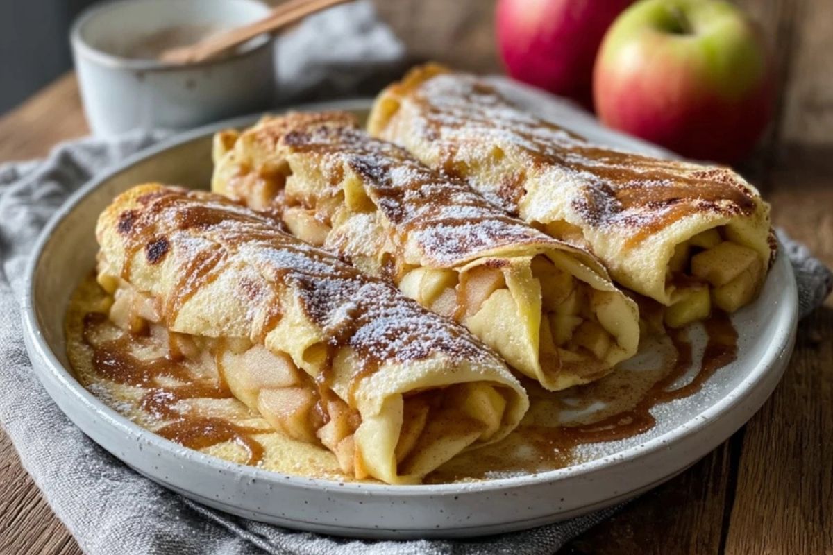 Apfelkuchen Tortilla Wickel mit Brauner Zimtbutter