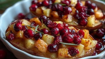 Cranberry Apfel Süßkartoffeln Mit Doppelt Gebacken