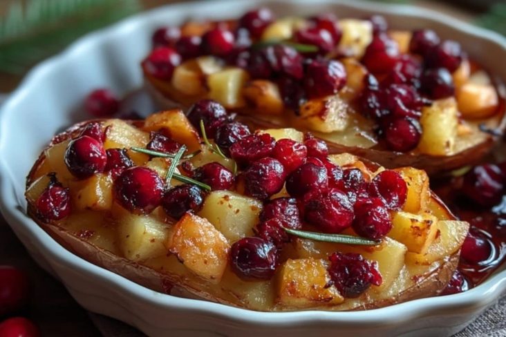 Cranberry Apfel Süßkartoffeln Mit Doppelt Gebacken
