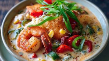 Cremige Meeresfrüchte- und Garnelen-Chili