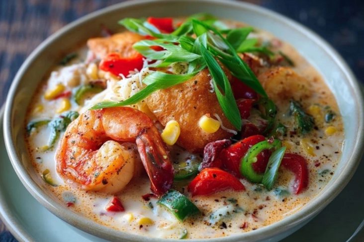 Cremige Meeresfrüchte- und Garnelen-Chili