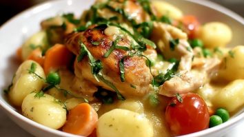 Klassisches Hähnchen Mit Gnocchi Und Gemüse