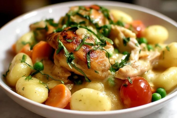 Klassisches Hähnchen Mit Gnocchi Und Gemüse