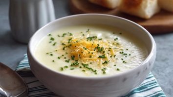 Knoblauch-Kartoffelsuppe mit Käse