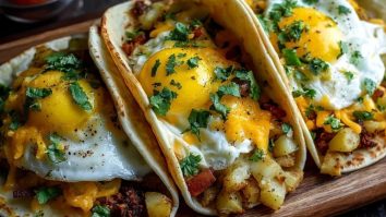 Einfache Frühstückstacos Mit Kartoffeln, Ei Und Käse