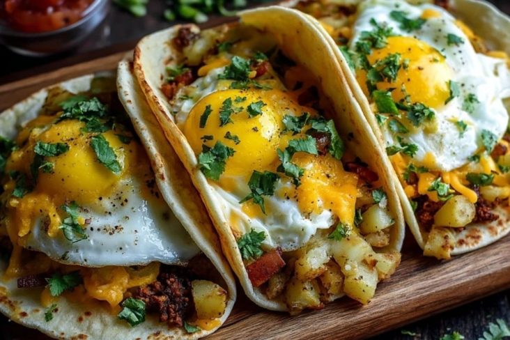 Einfache Frühstückstacos Mit Kartoffeln, Ei Und Käse