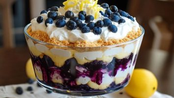 Einfaches Zitronen-Heidelbeer-Cheesecake-Trifle