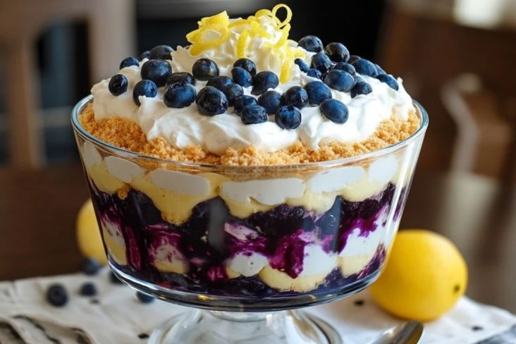 Einfaches Zitronen-Heidelbeer-Cheesecake-Trifle