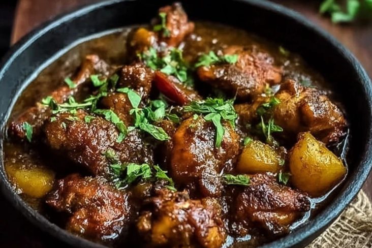 Jamaikanischer Brauner Hähnchen-Eintopf