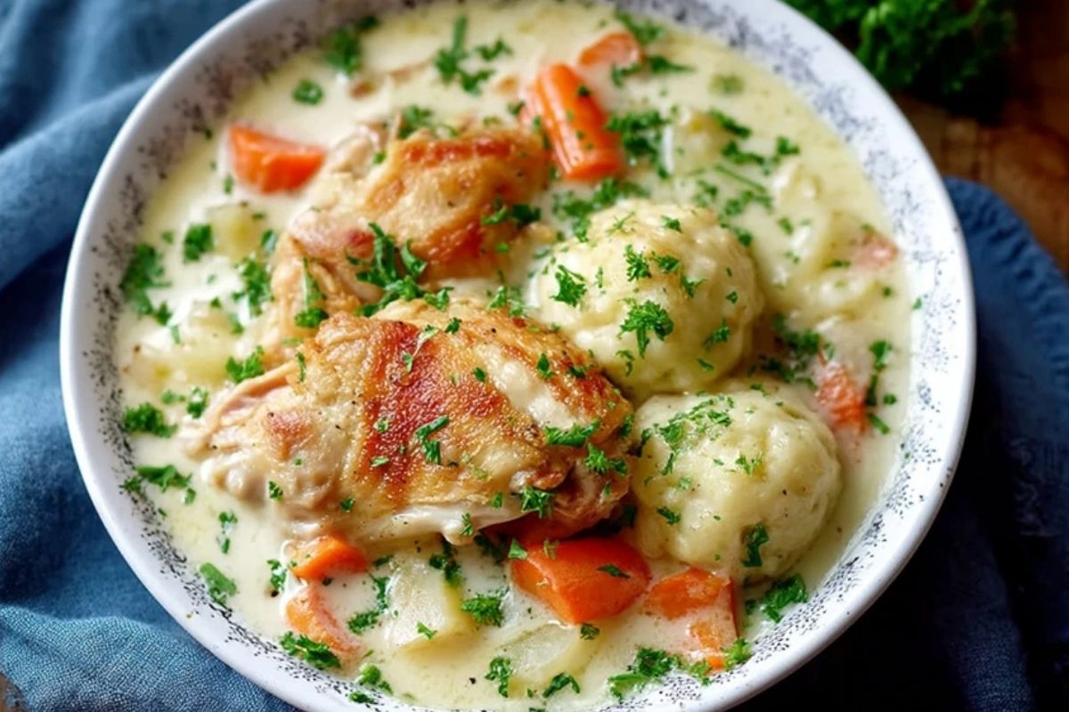 Klassisches Hühnchen Mit Knödeln