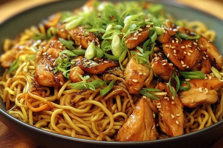 Leckere Teriyaki-Nudeln mit Hähnchen
