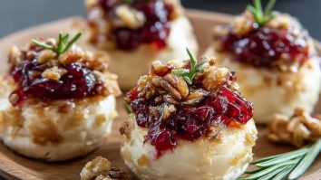 Brie Häppchen mit Cranberry-Knusper