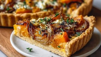 Butternutkürbis Zwiebel Tart