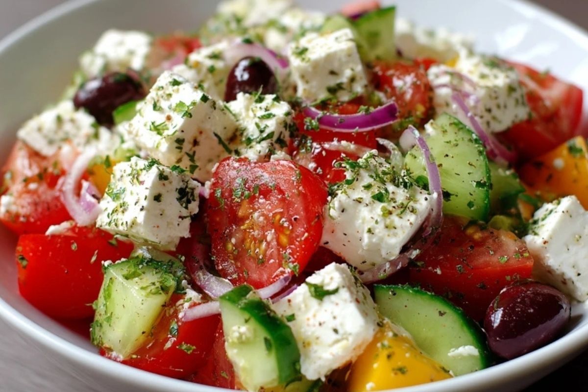 Griechischer Hüttenkäse Salat