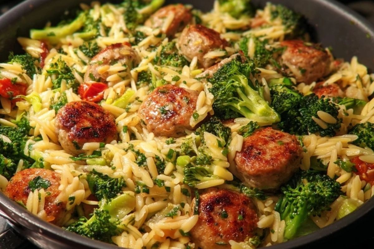 Wurst-Brokkoli-Orzo